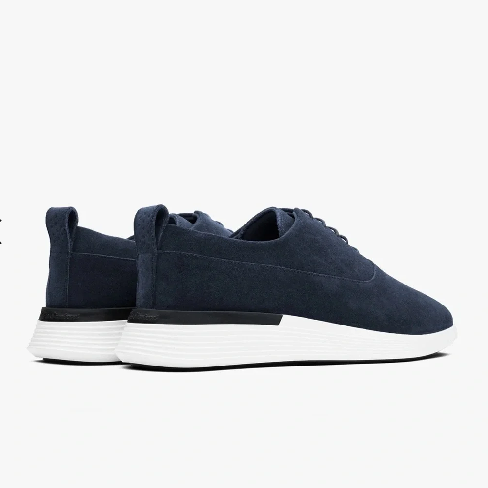 Men's Navy Suede Casual Lace-Up Shoes